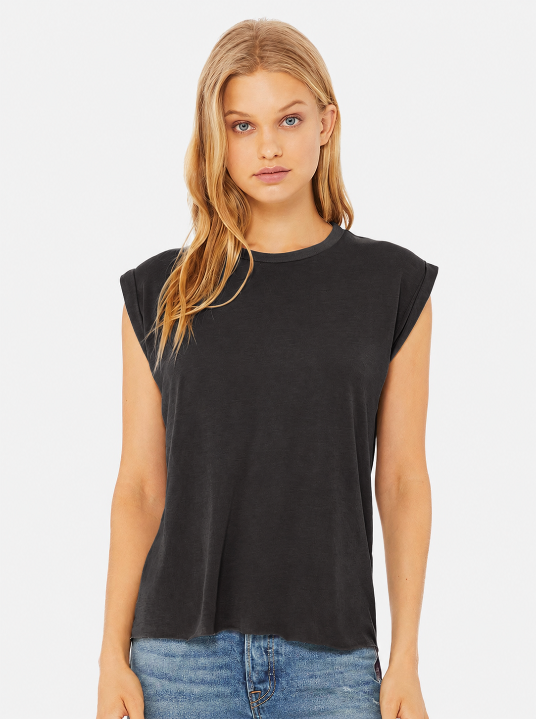 Bella+Canvas Women’s Flowy Rolled Cuffs Muscle T-Shirt