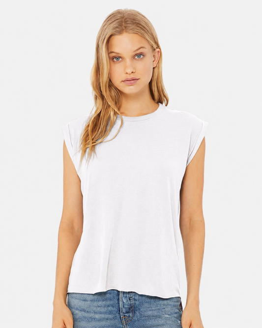 Bella+Canvas Women’s Flowy Rolled Cuffs Muscle T-Shirt